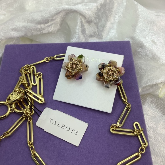 Vintage Talbots Mottled Acrylic Necklace and Earrings - Picture 3 of 6